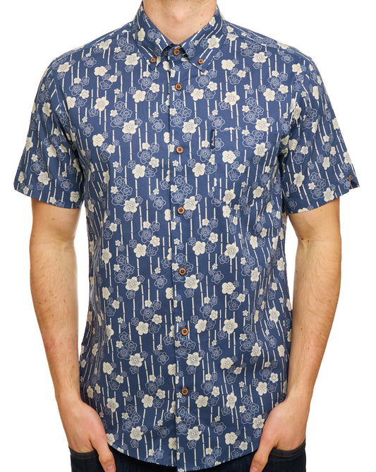 Ben Sherman Ben Sherman Floral Bamboo Print SS Shirt Indigo