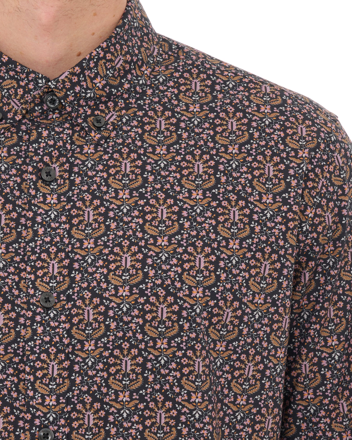 Ben Sherman Intricate Floral Print Shirt Black