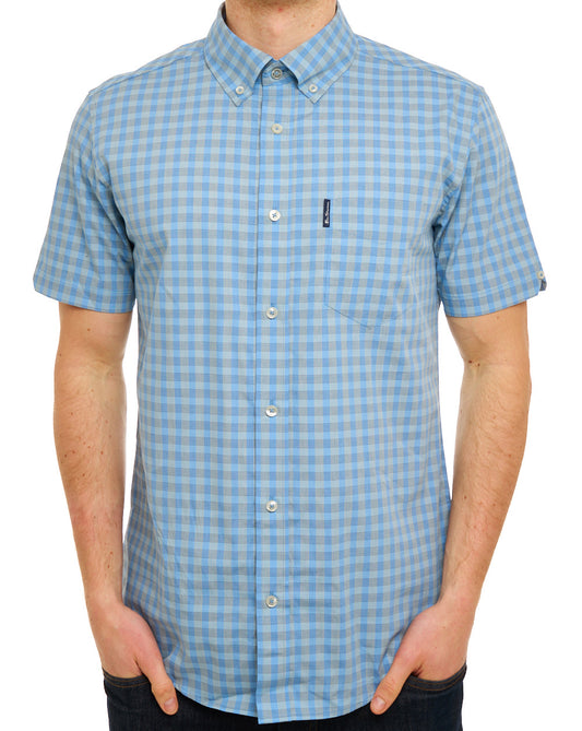 Ben Sherman Ben Sherman Linear Gingham SS Shirt Lake Blue
