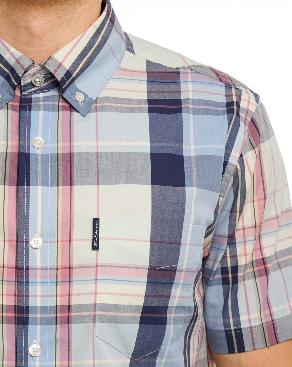 Ben Sherman Oversized Check SS Shirt Blue Grey
