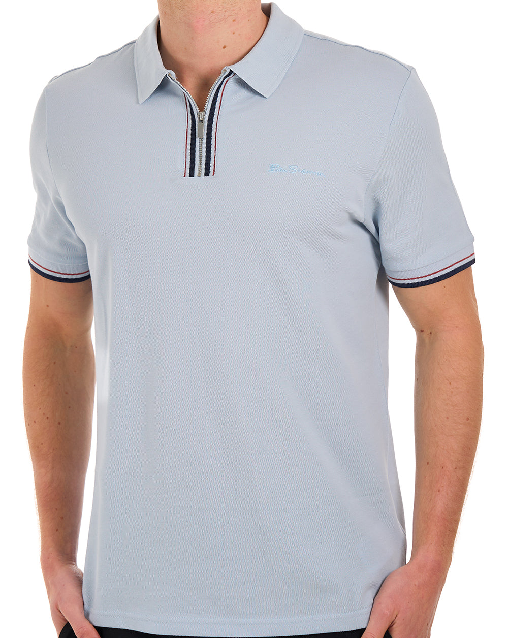 Ben Sherman Placket Interest Polo Powder Blue
