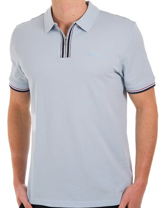 Ben Sherman Ben Sherman Polohemd mit Knopfleiste, Puderblau