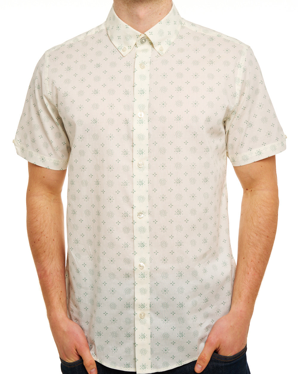 Ben Sherman Scattered Geo Print SS Shirt Sage