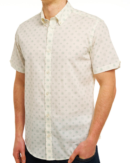 Ben Sherman Ben Sherman Scattered Geo Print SS Shirt Sage