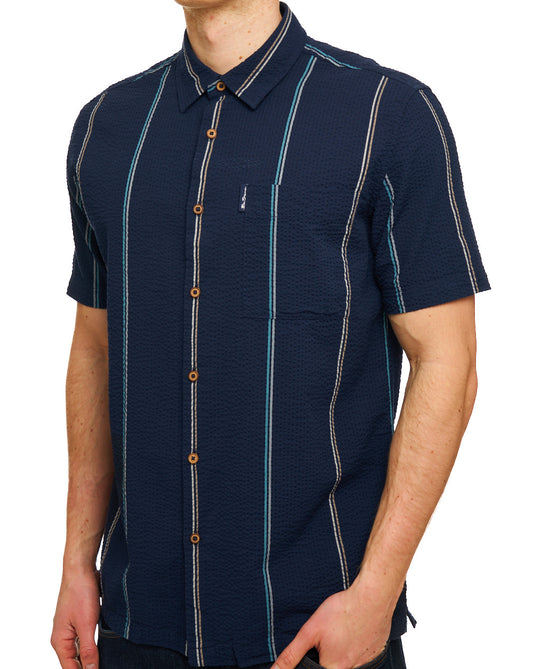 Ben Sherman Ben Sherman Seersucker Stripe SS Shirt Dark Navy