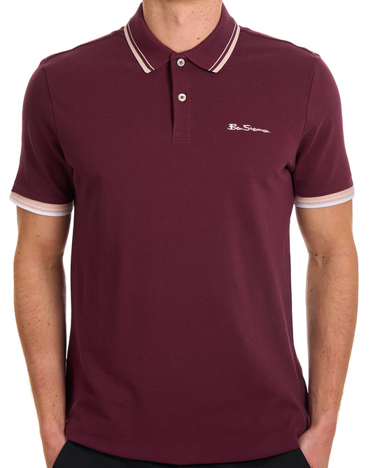 Ben Sherman Ben Sherman Signature Piqué Polo Aubergine