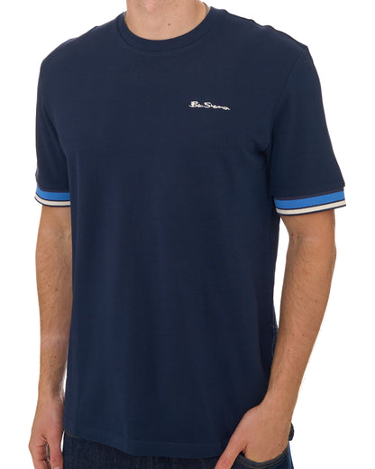 Ben Sherman Textured Tipped T Shirt Dark Navy