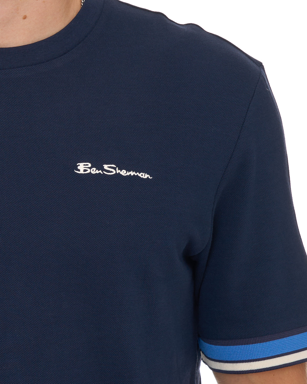 Ben Sherman Textured Tipped T Shirt Dark Navy