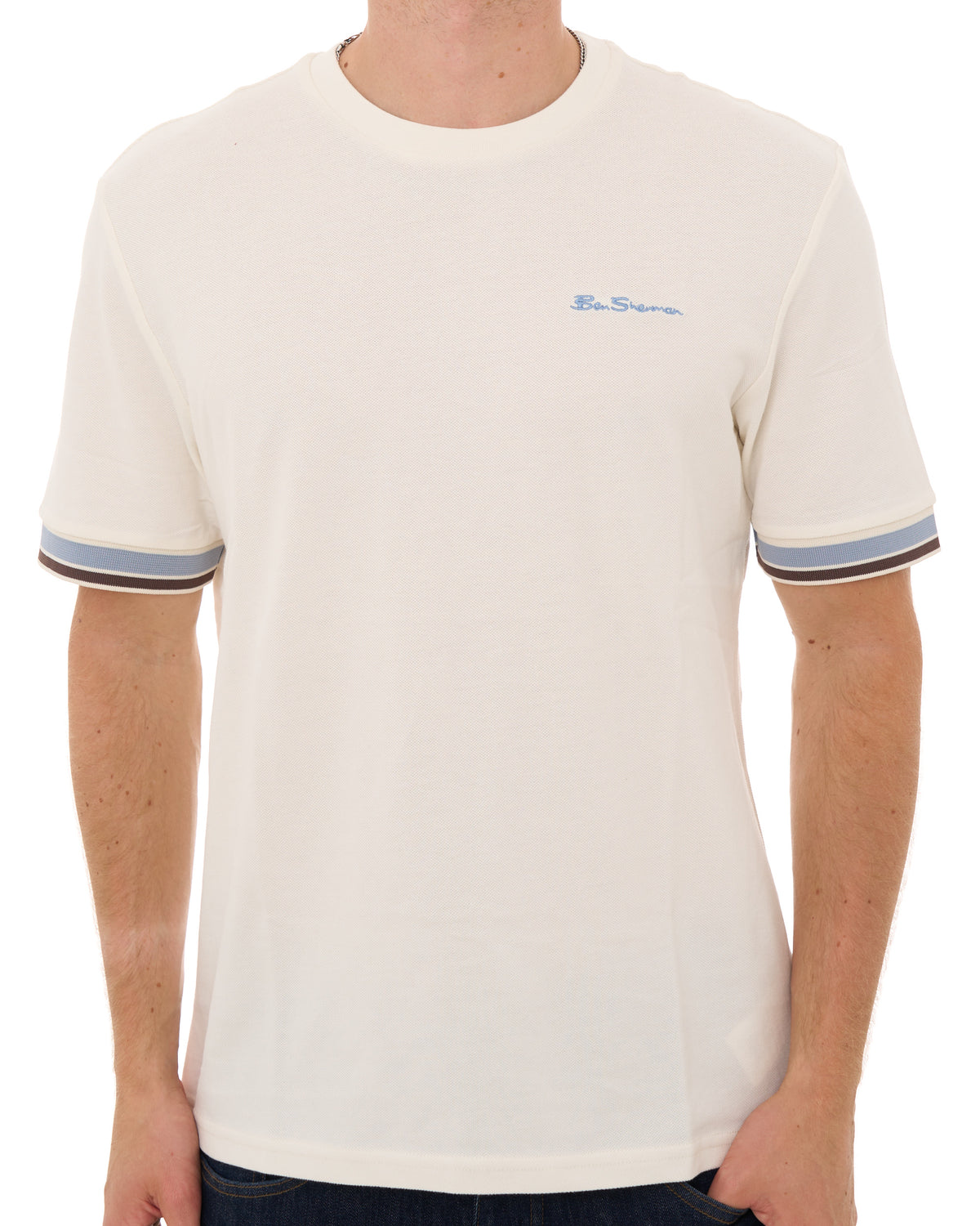 Ben Sherman Textured Tipped T Shirt Ivory