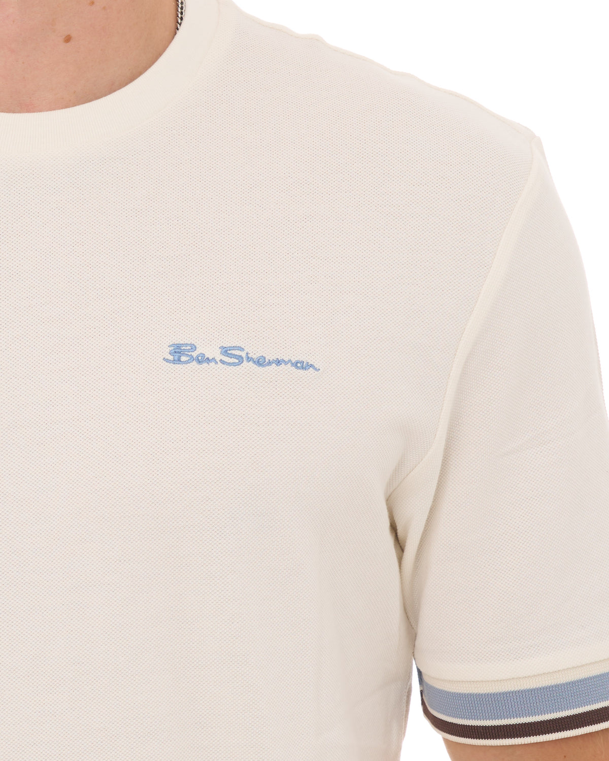 Ben Sherman Textured Tipped T Shirt Ivory
