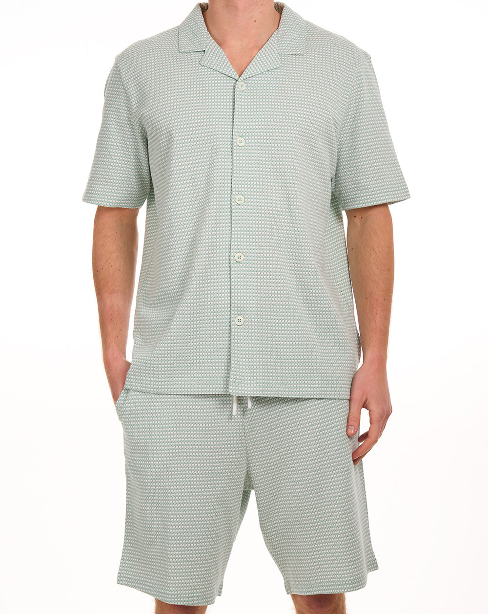 Ben Sherman Dreifarbiges Kurzarmhemd mit Strukturmuster, Mint
