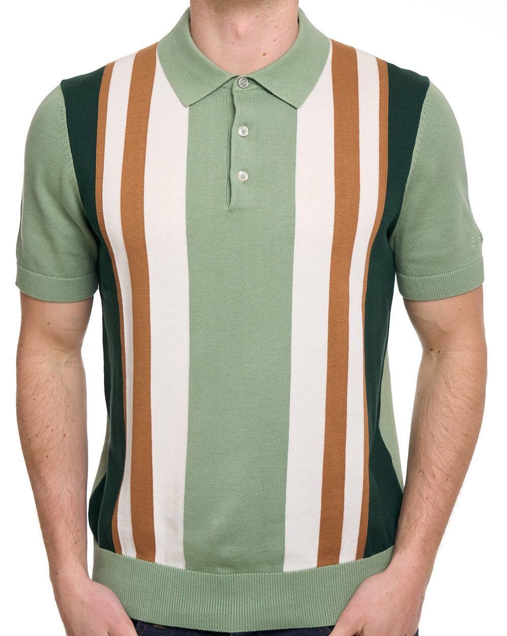 Ben Sherman Polohemd mit vertikalen Streifen, Elfenbein