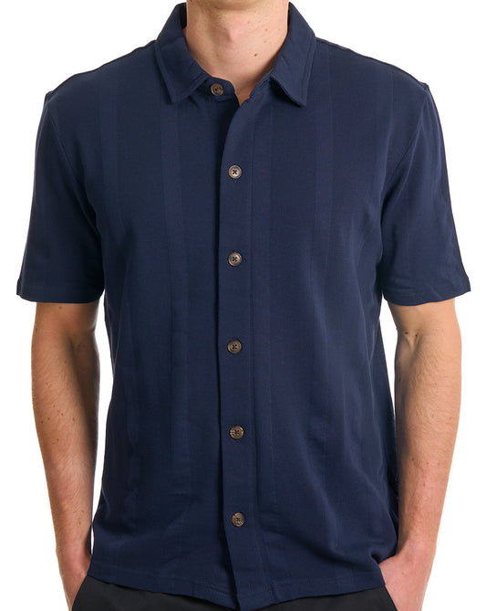 Ben Sherman Ben Sherman Hemd mit vertikaler Struktur aus Piqué, Marineblau