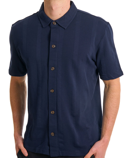 Ben Sherman Ben Sherman Hemd mit vertikaler Struktur aus Piqué, Marineblau