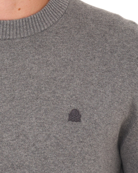 Benetton Benetton Crew Knit Jumper Grey Tonal