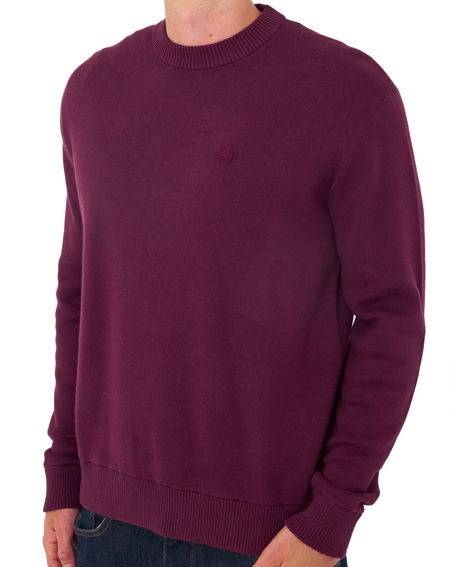 Benetton Crew Knit Jumper Plum Tonal