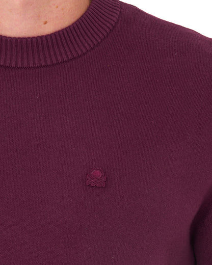 Benetton Crew Knit Jumper Plum Tonal