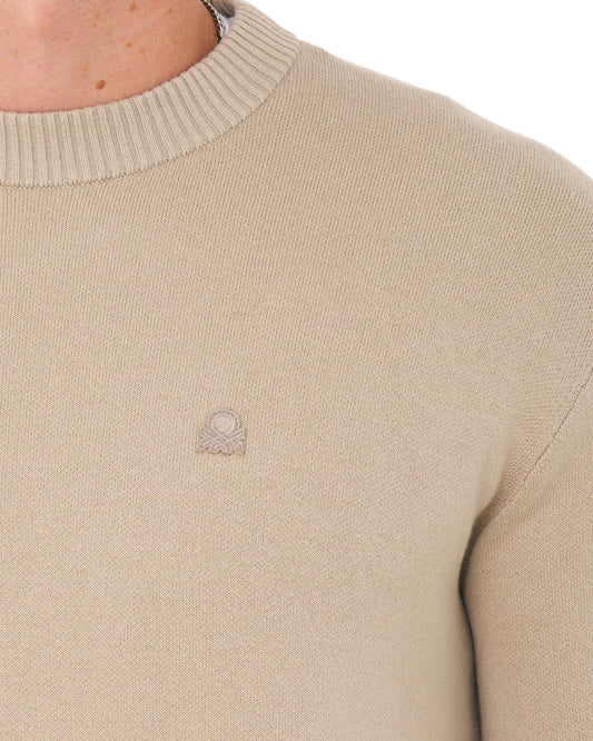 Benetton Benetton Crew Knit Jumper Sand Tonal