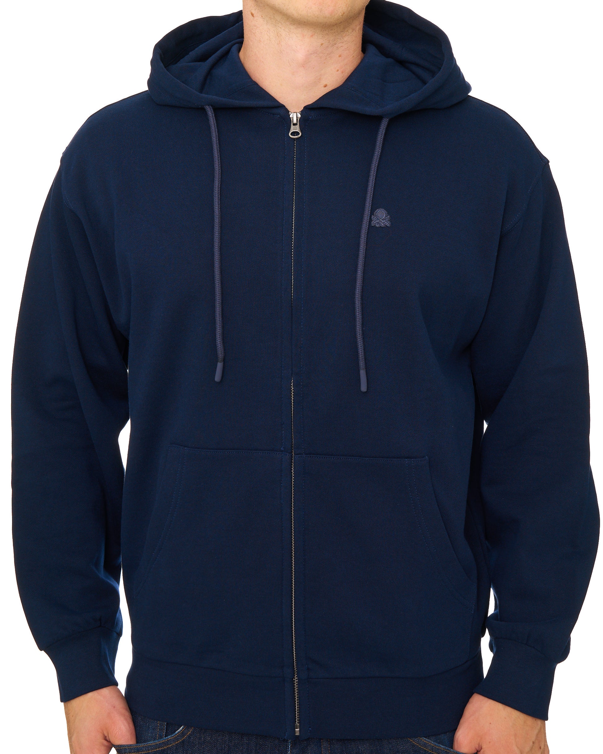 Benetton Full Zip Hoody Tonal Navy