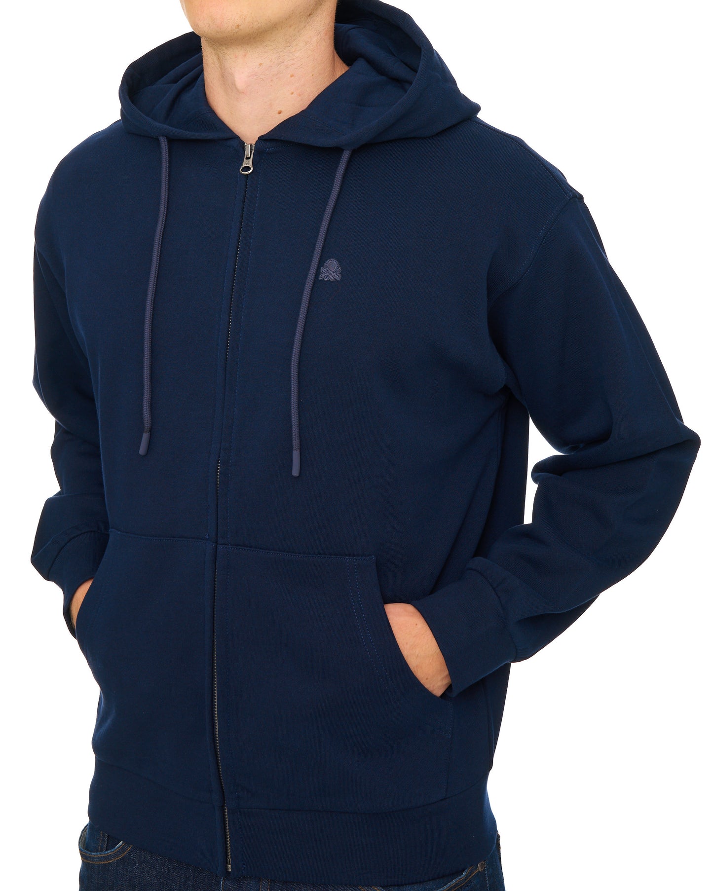 Benetton Full Zip Hoody Tonal Navy