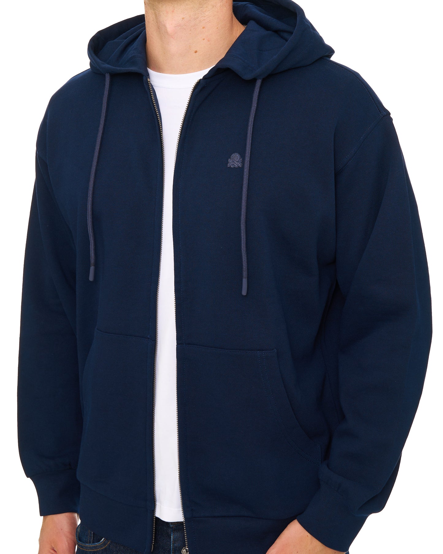 Benetton Full Zip Hoody Tonal Navy