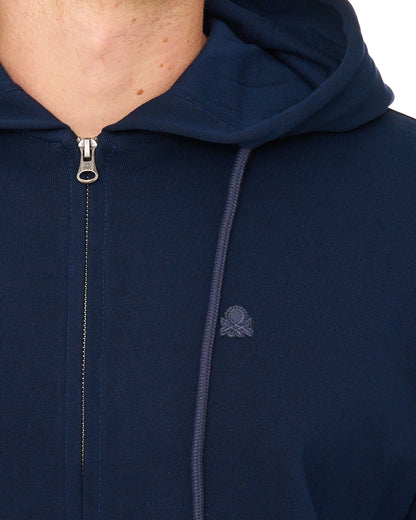 Benetton Full Zip Hoody Tonal Navy