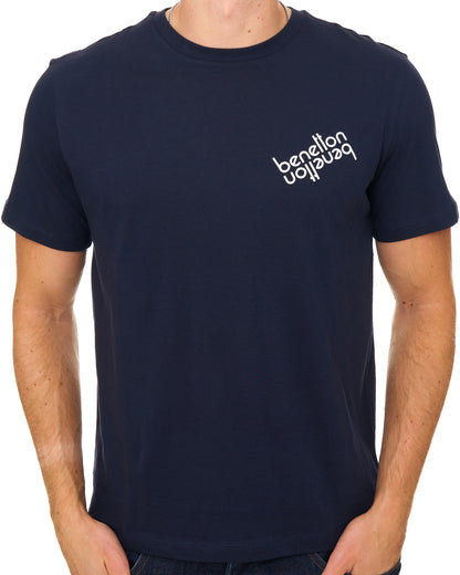 Benetton Mirror Logo T Shirt Navy