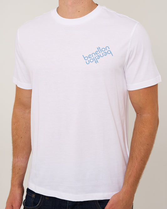 Benetton Benetton Mirror Logo T Shirt White