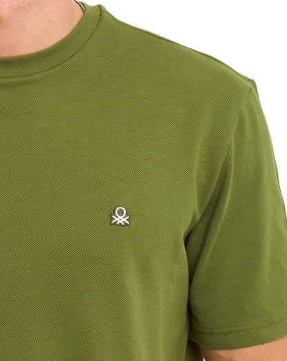 Benetton Pique Cotton T-Shirt Green