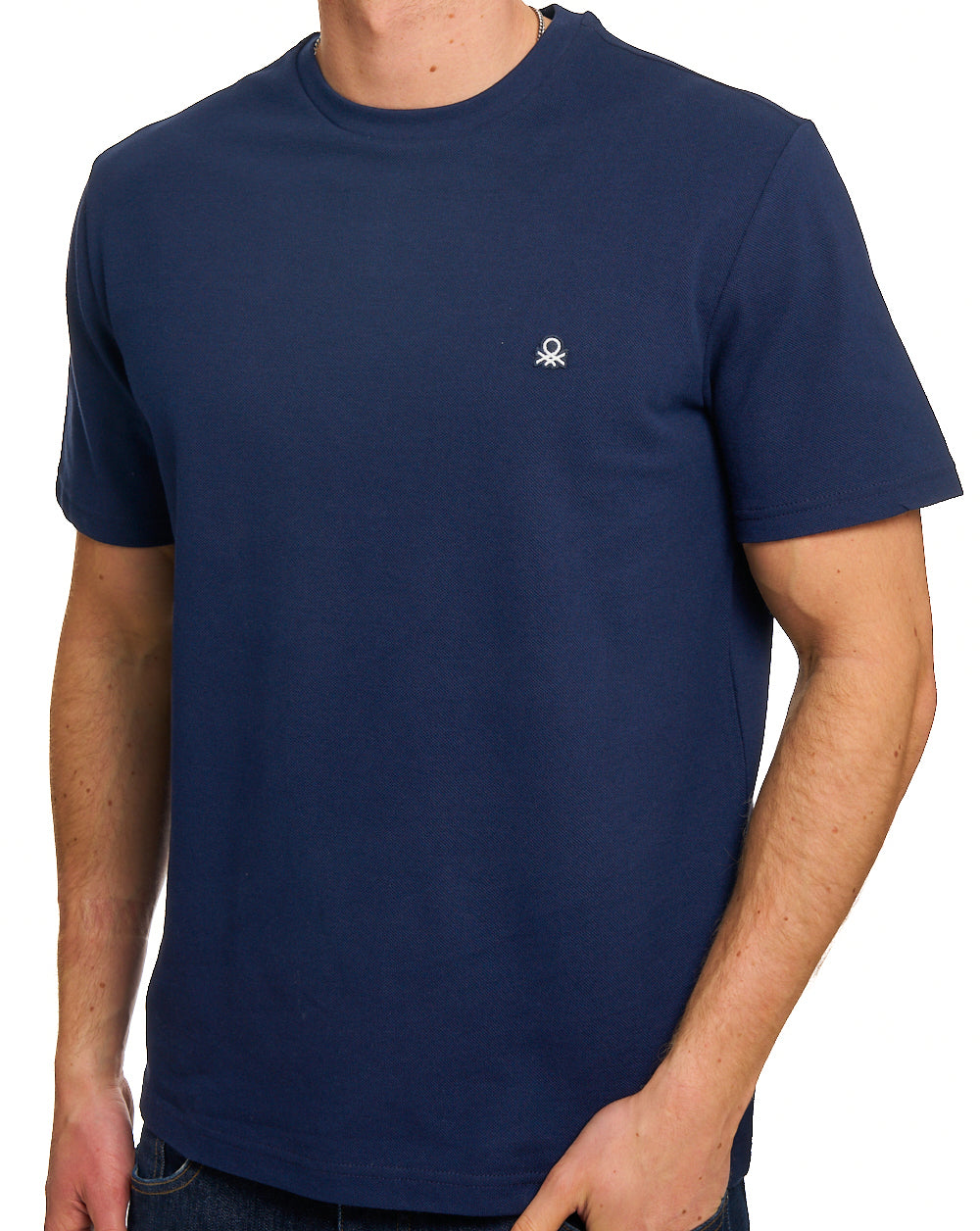 Benetton Pique Cotton T-Shirt Navy