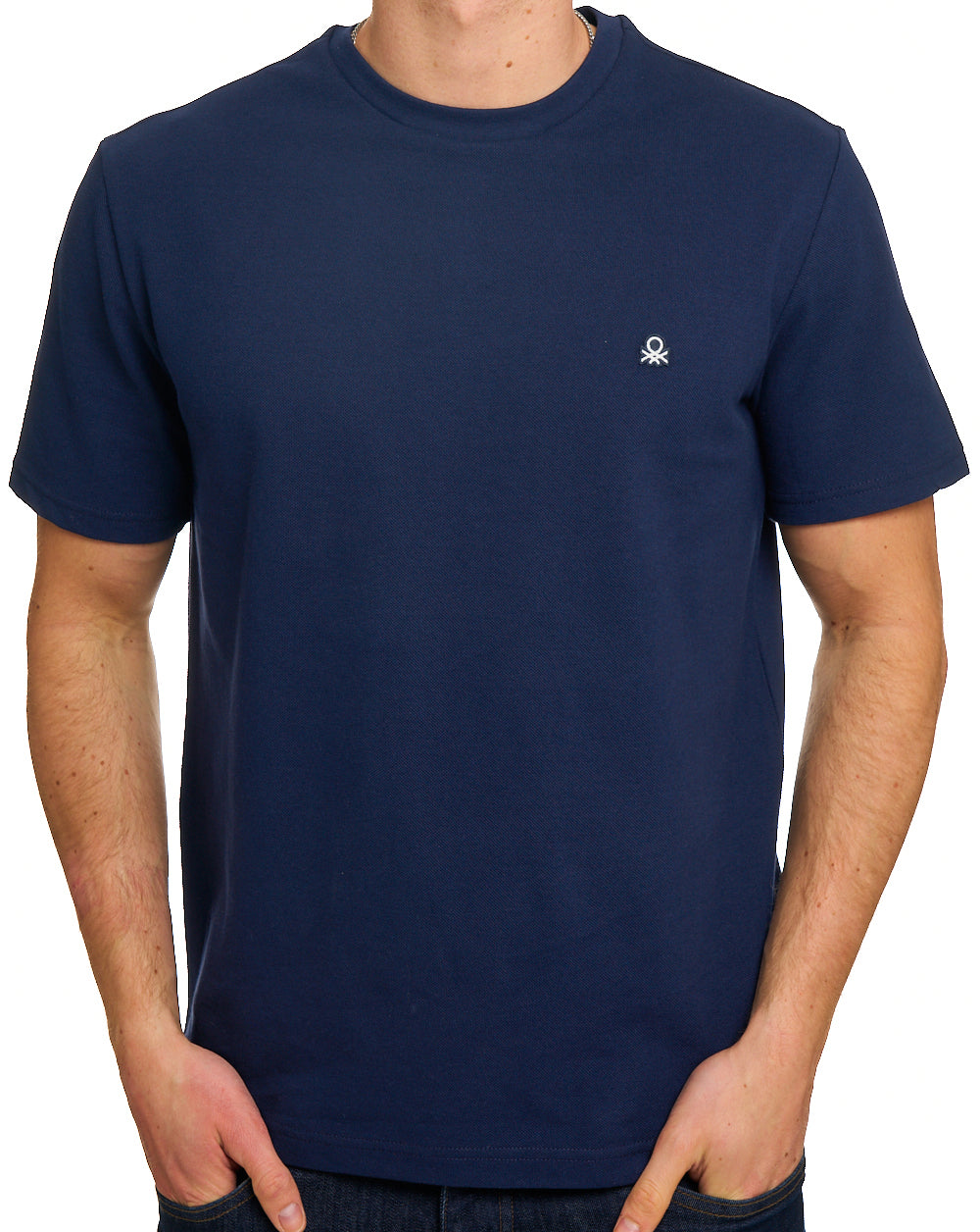 Benetton Pique Cotton T-Shirt Navy