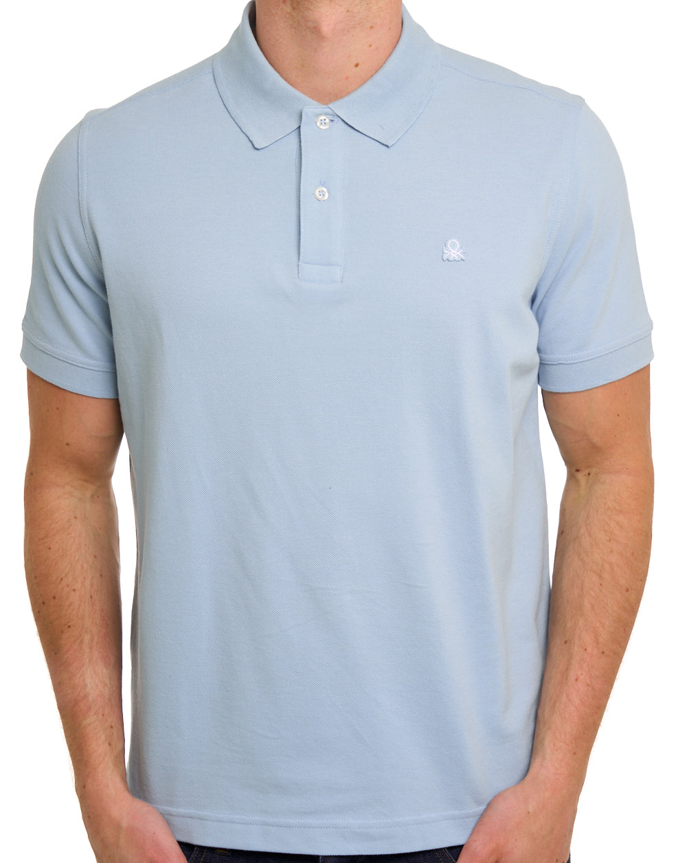 Benetton Poloshirt Hellblau-Grau