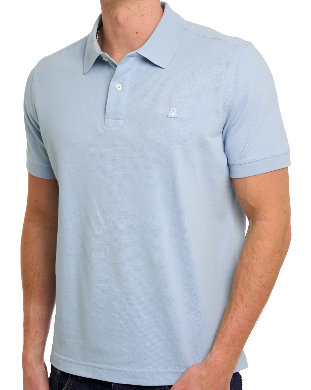 Benetton Poloshirt Hellblau-Grau