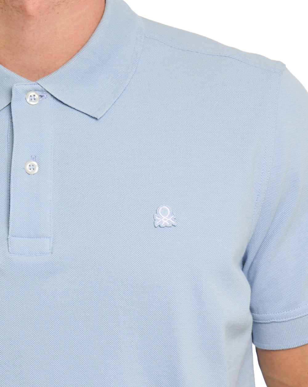 Benetton Poloshirt Hellblau-Grau
