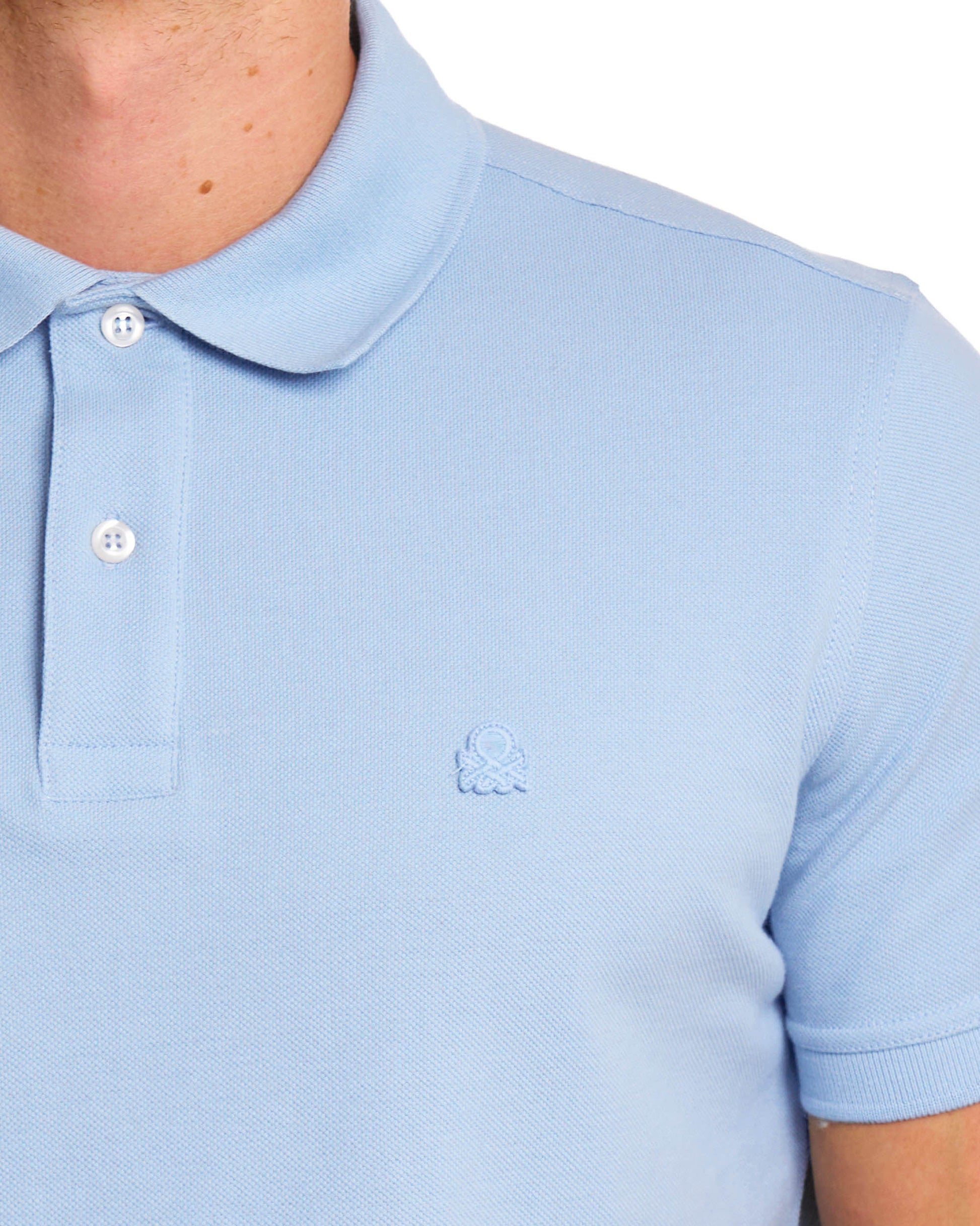 Benetton Polo Shirt Tonal Dusky Sky