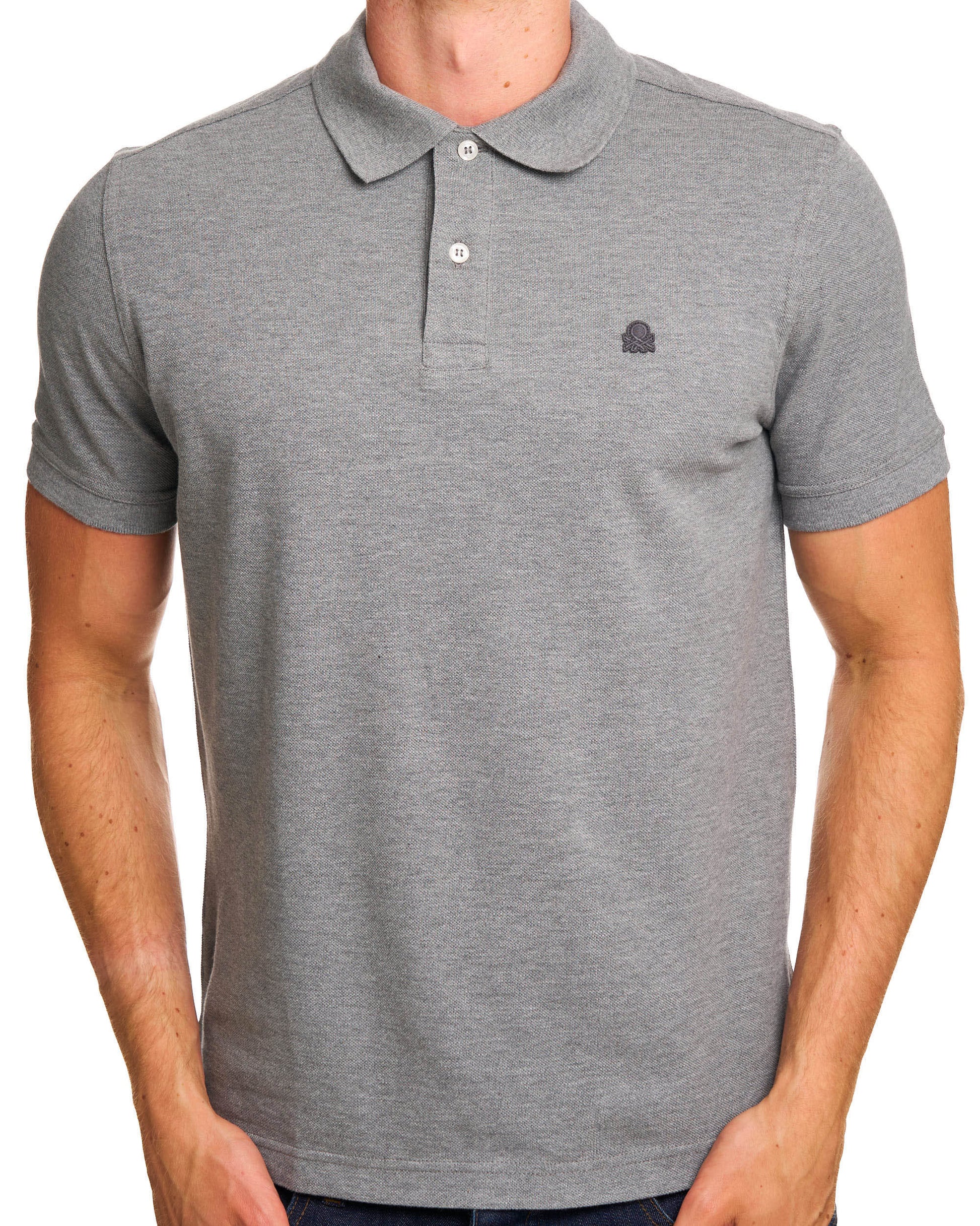 Benetton Polo Shirt Tonal Grey Marl