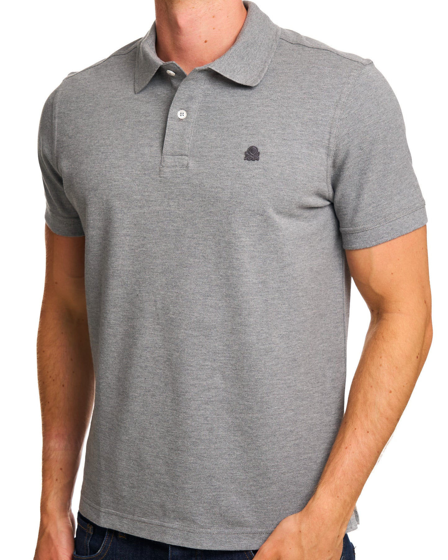 Benetton Polo Shirt Tonal Grey Marl