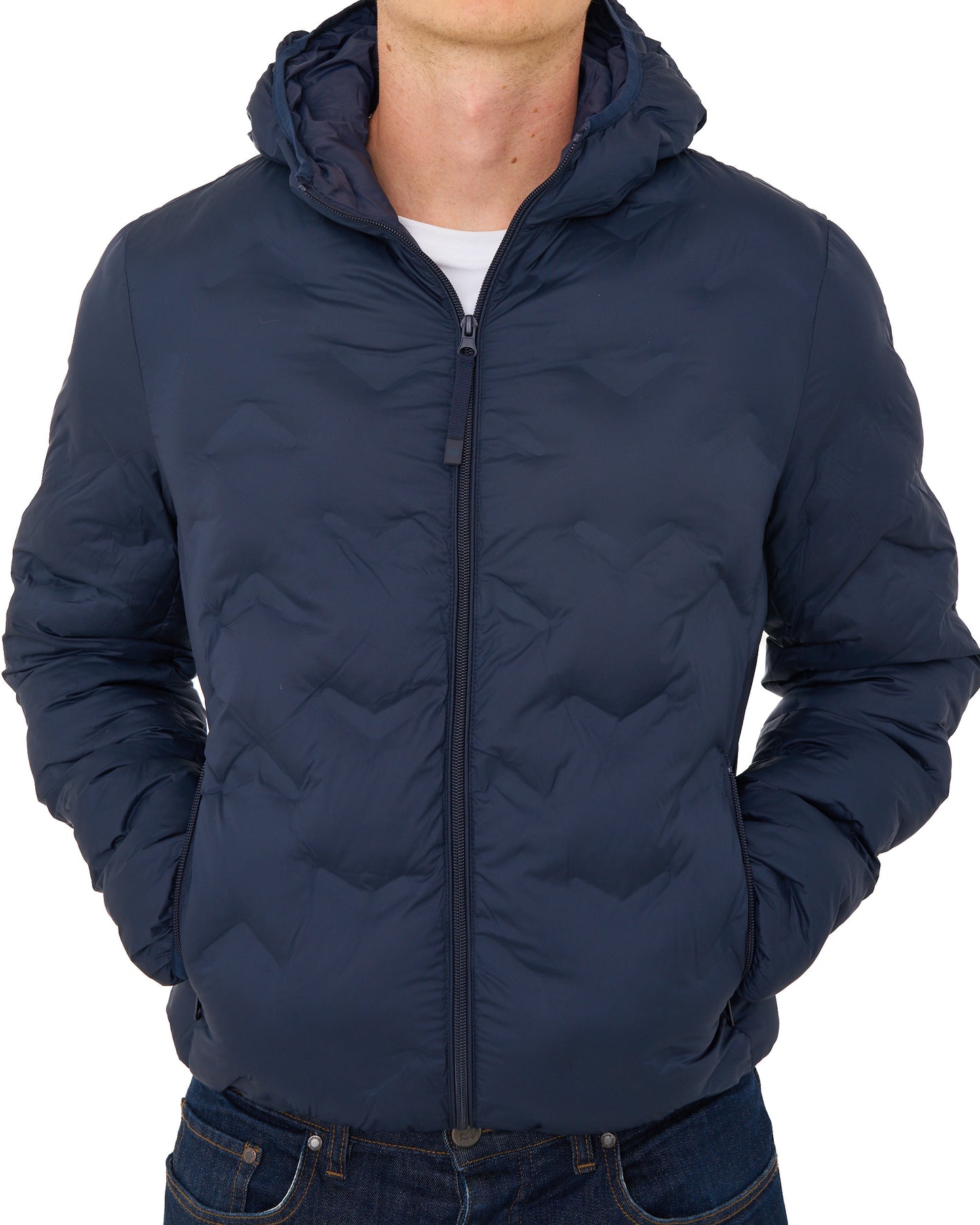 Benetton Quilted Hooded Jacket Navy