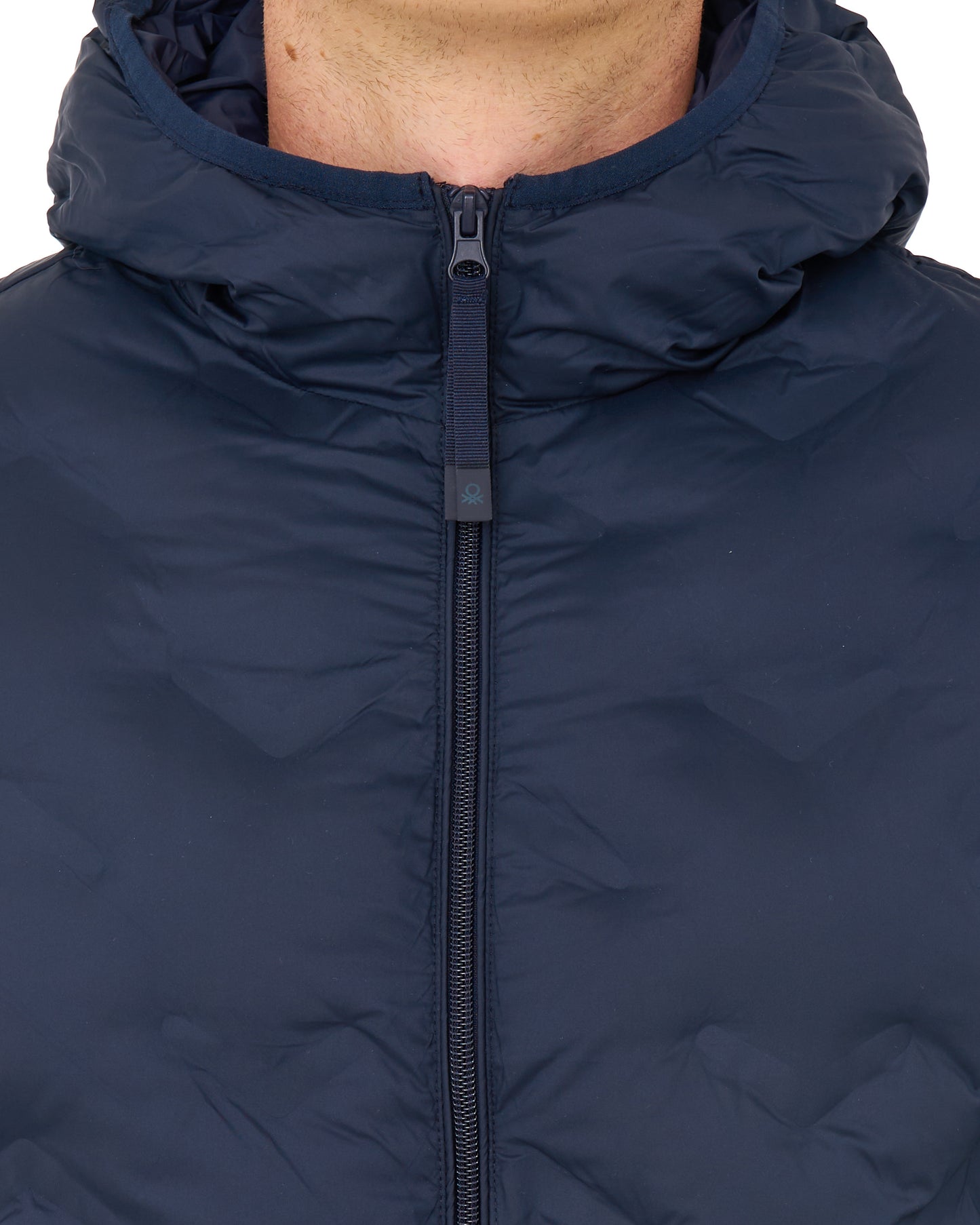 Benetton Quilted Hooded Jacket Navy