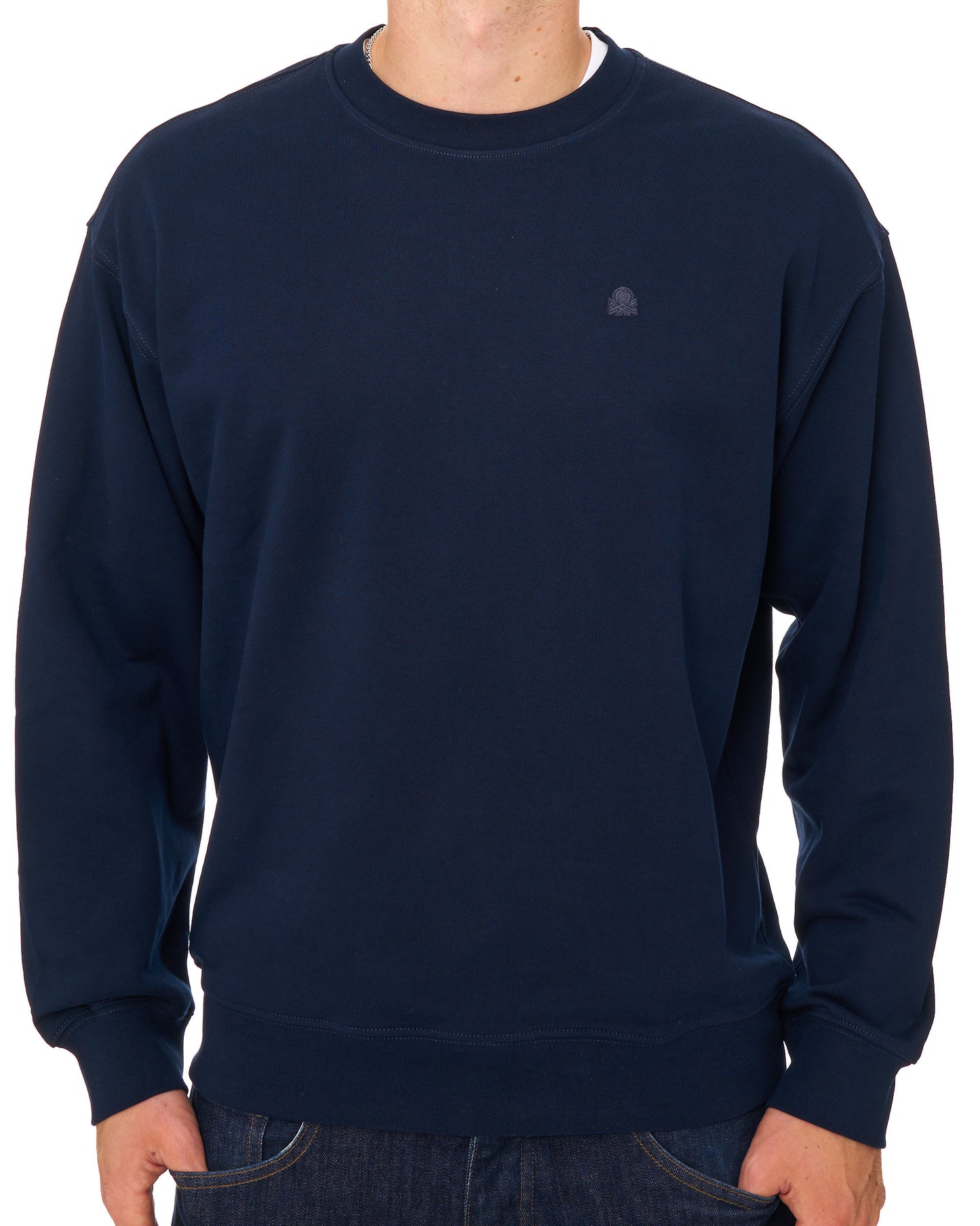 Benetton Relaxed Fit Sweatshirt Navy Tonal