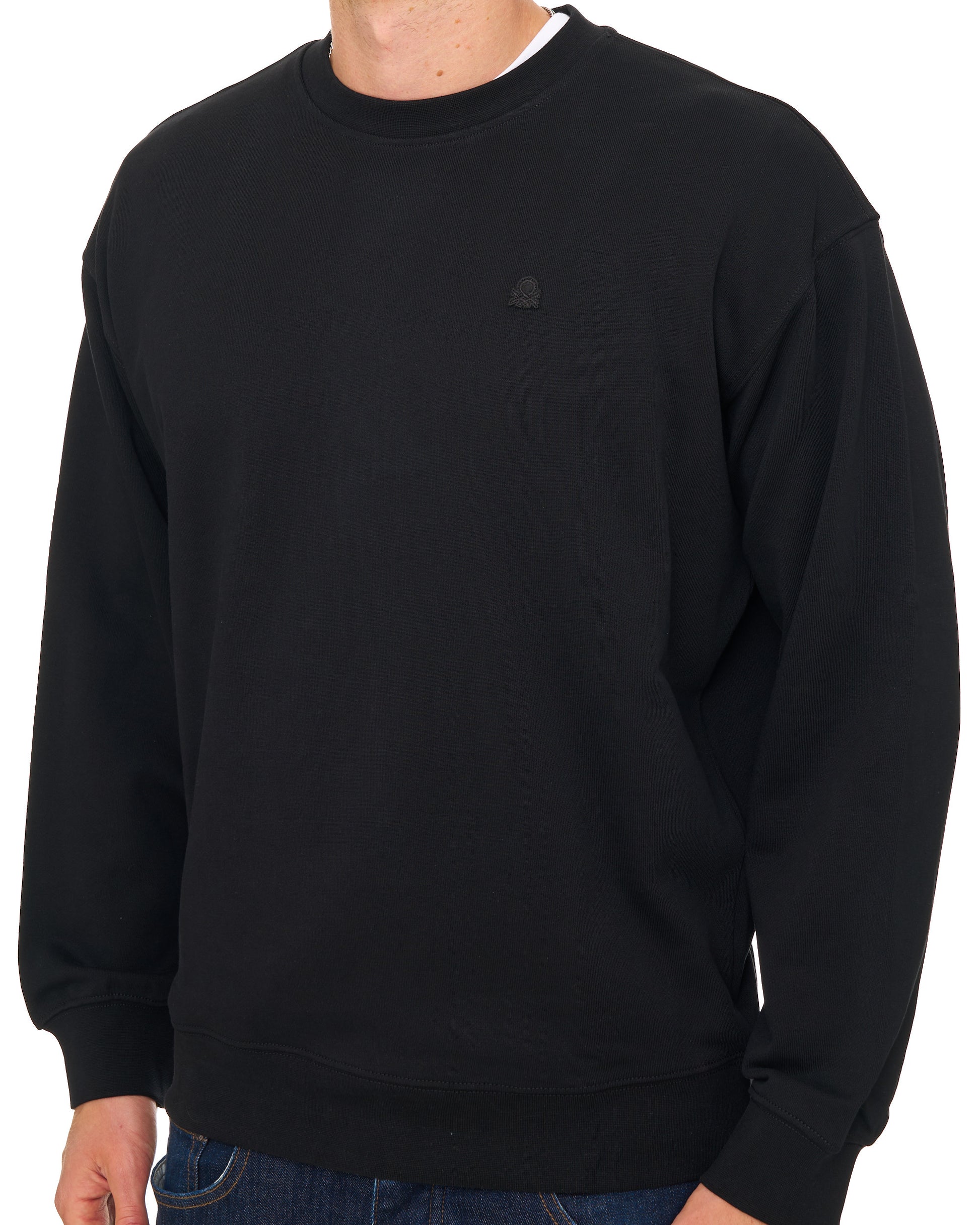Benetton Relaxed Fit Sweatshirt Tonal Black