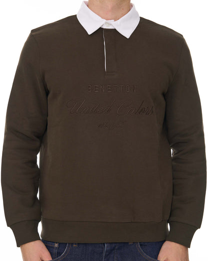 Benetton Rugby Sweatshirt Brown/White