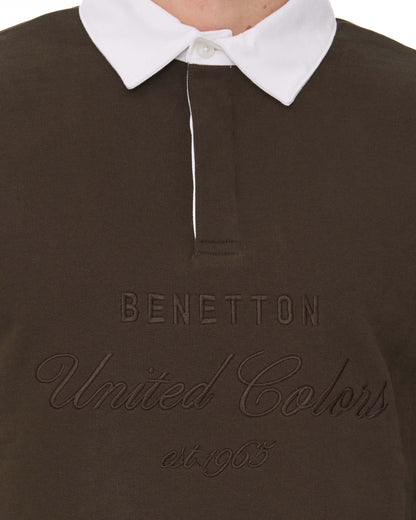 Benetton Rugby Sweatshirt Brown/White