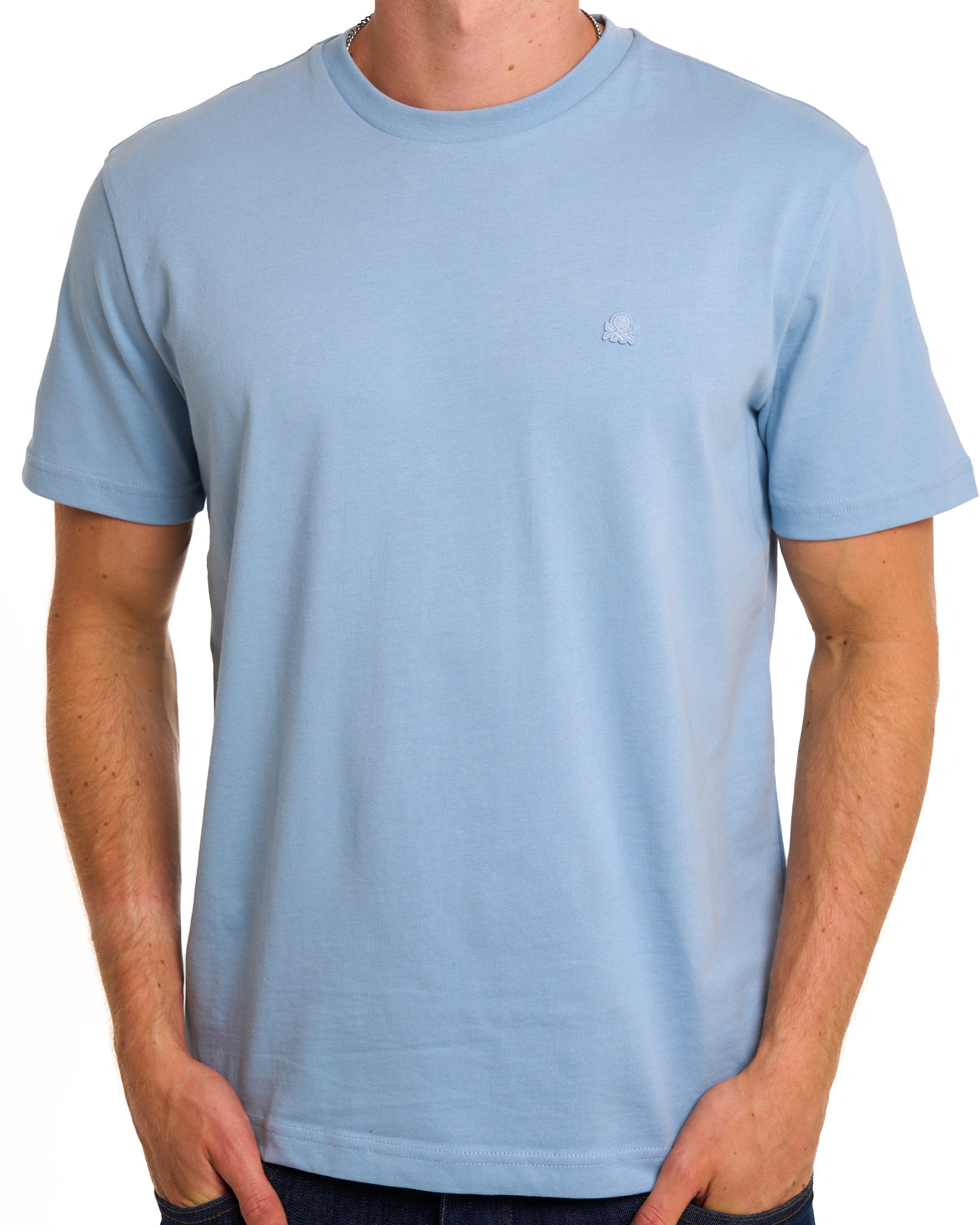 Benetton Small Logo T-shirt Tonal Dusty Sky