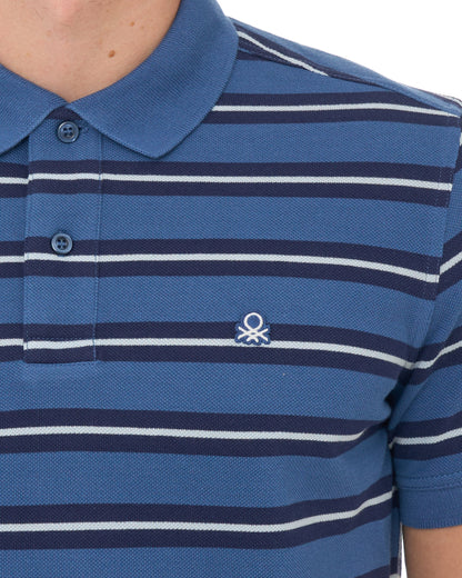 Benetton Striped Polo Shirt Blue/Navy