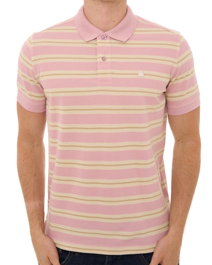 Benetton Striped Polo Shirt Pink/Cream