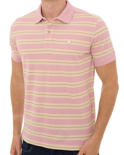 Benetton Striped Polo Shirt Pink/Cream