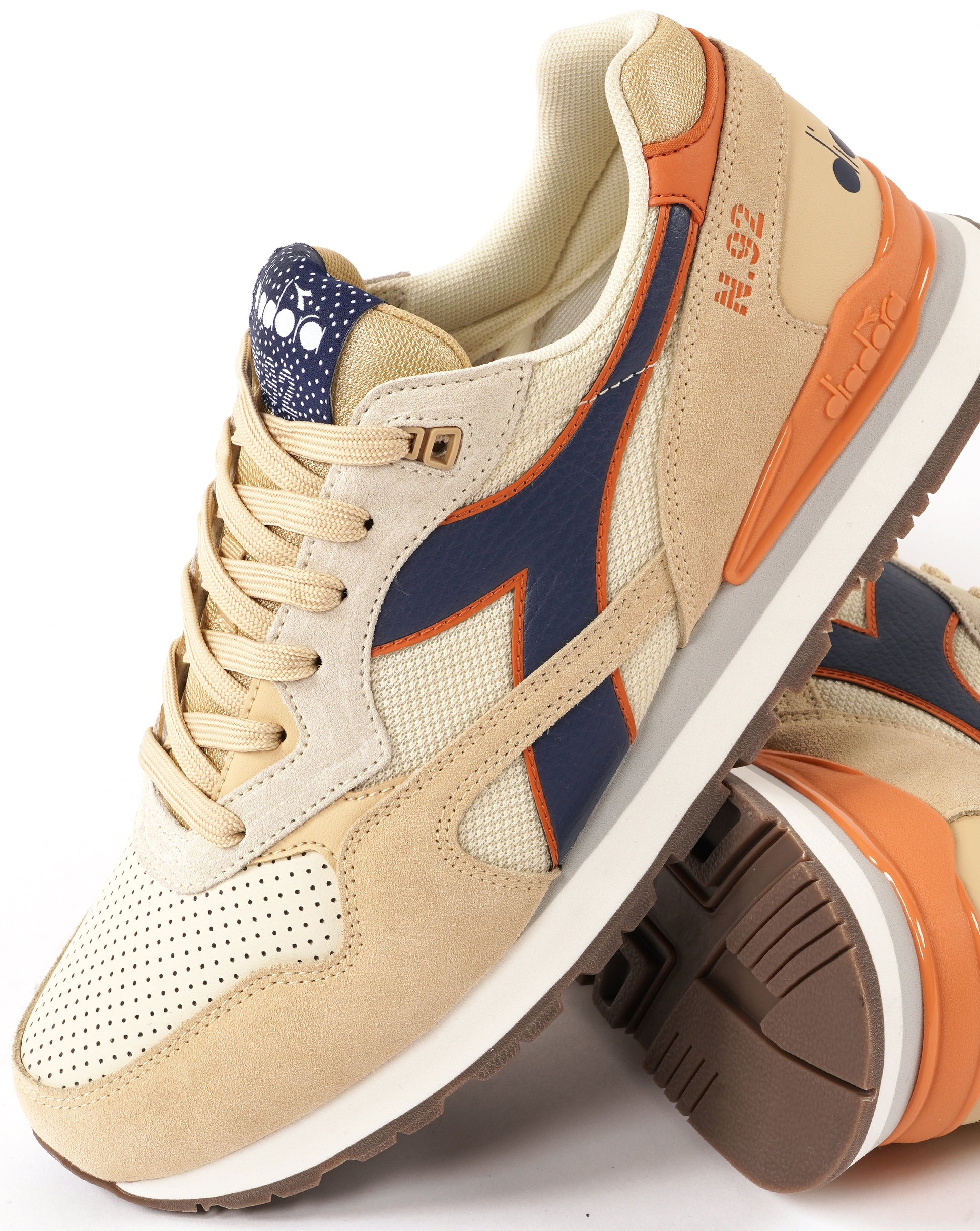 Diadora N92 Advance Trainers Stone/Navy/Orange