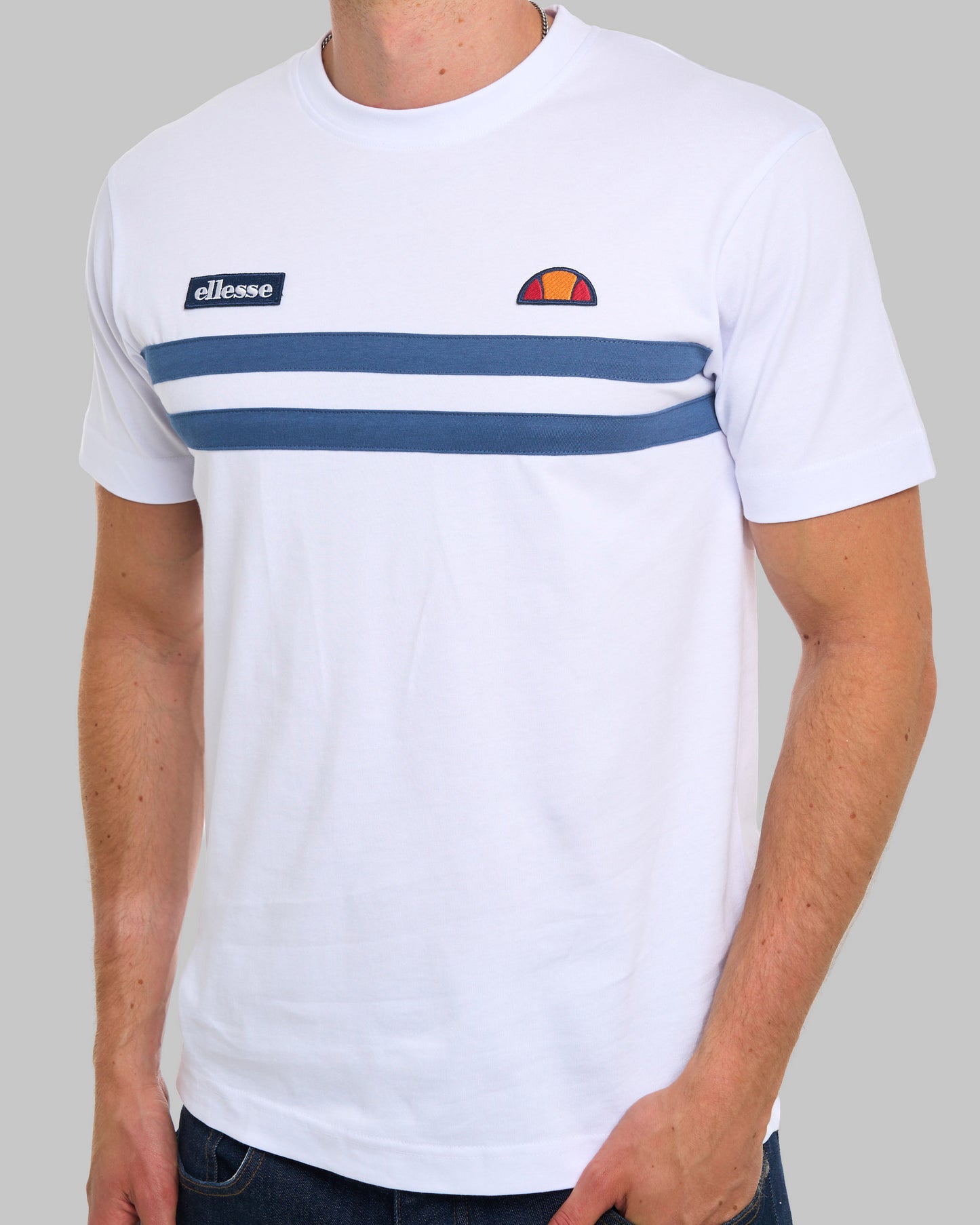 Ellesse Duo Stripe T-Shirt Weiß/Blau