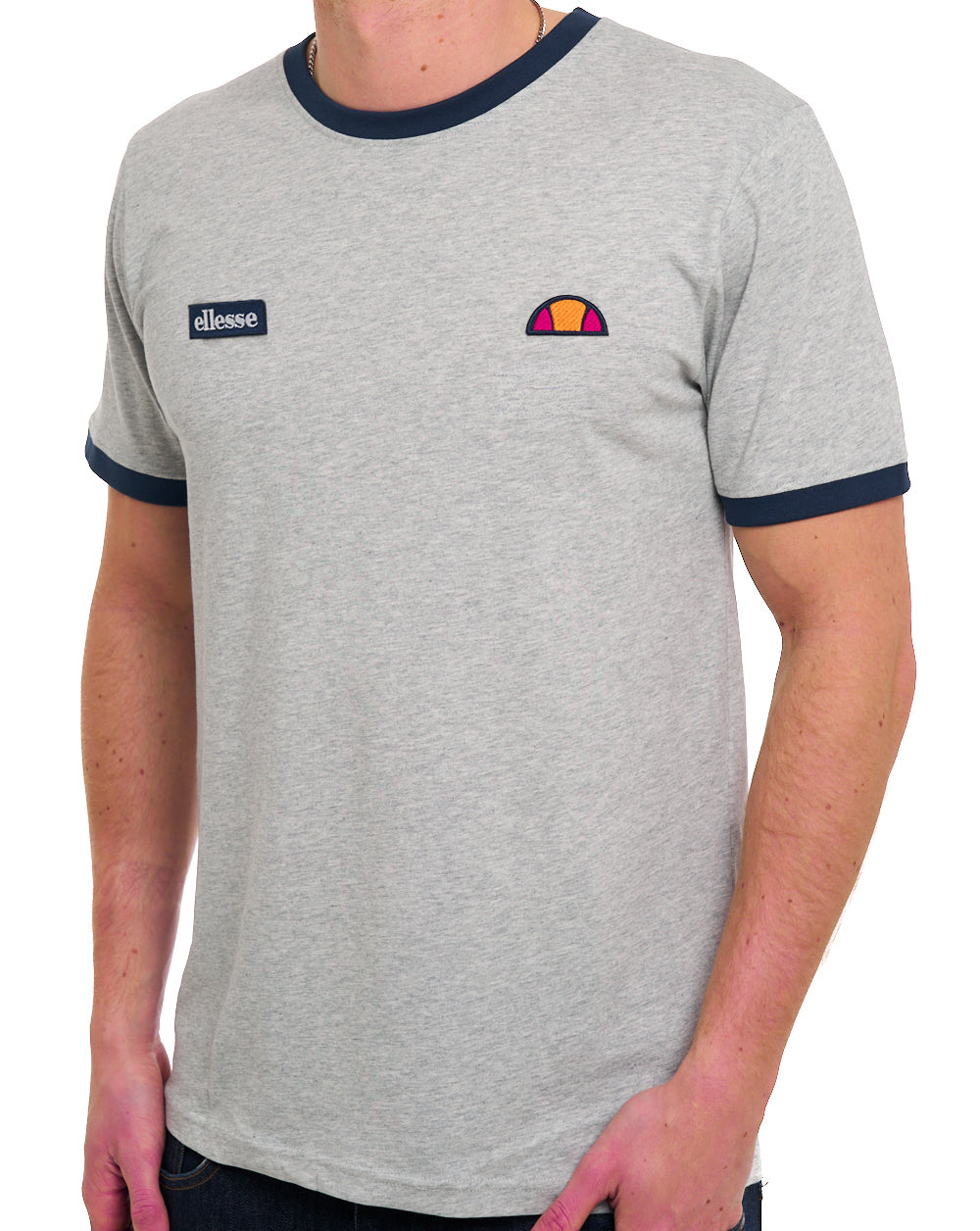 Ellesse Ringetto T-Shirt Hellgrau meliert/Marineblau